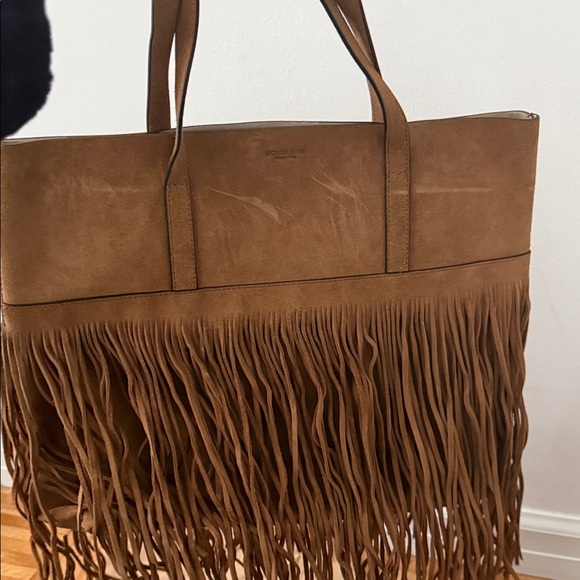 Michael Kors Collection Tan Suede Fringe Tote - Picture 2 of 3